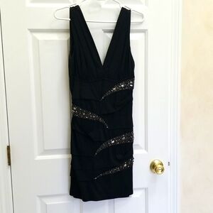 Dress BODY CENTRAL Black dress, plunging neckline, XS, sexy, short